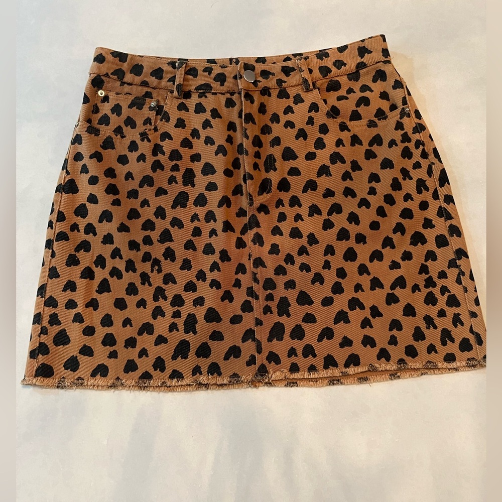 Entro Black and Brown Mini Denim Skirt